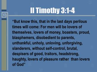 II Timothy 3:1-4