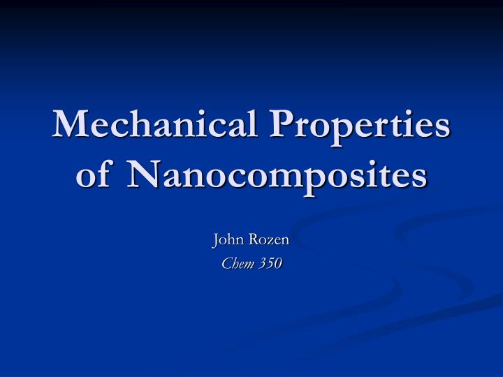 mechanical properties of nanocomposites