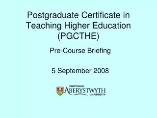 Postgraduate Certificate in Teaching Higher Education (PGCTHE)
