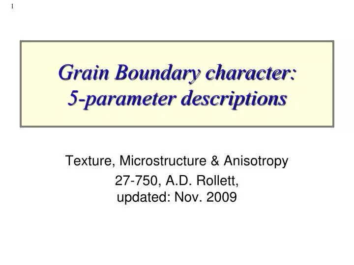 grain boundary character 5 parameter descriptions