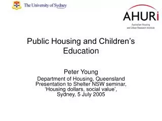 Public Housing and Children’s Education
