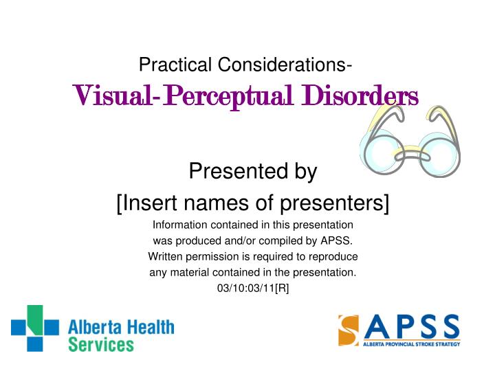 practical considerations visual perceptual disorders
