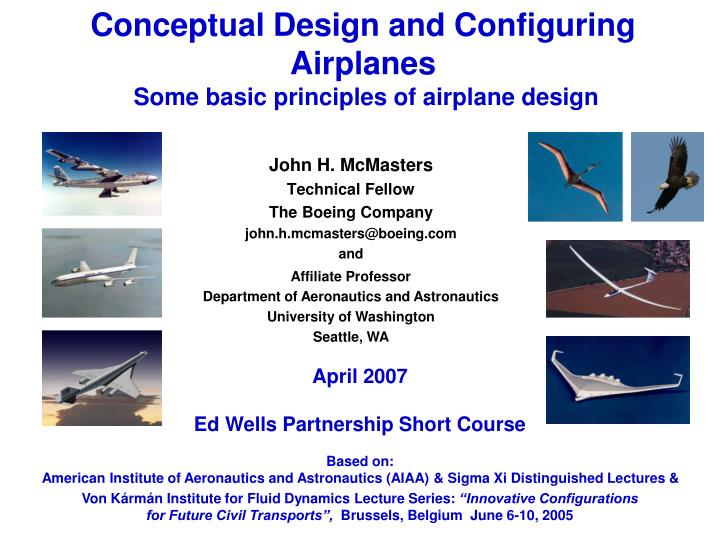 conceptual design and configuring airplanes some basic principles of airplane design