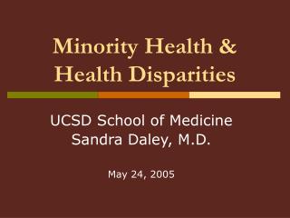 Minority Health &amp; Health Disparities