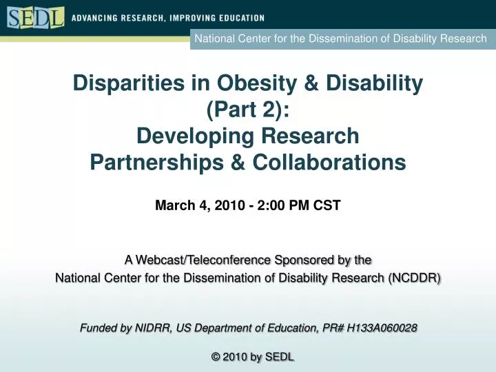 disparities in obesity disability part 2 developing research partnerships collaborations
