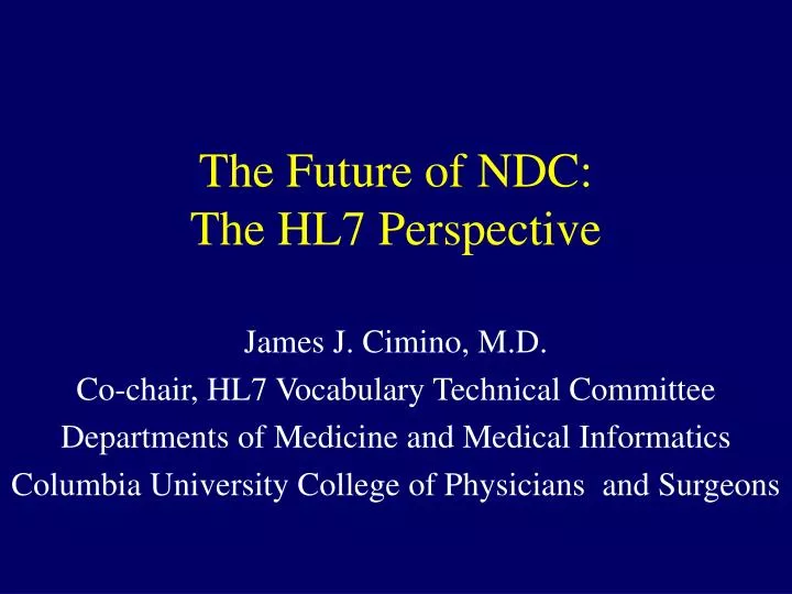 the future of ndc the hl7 perspective