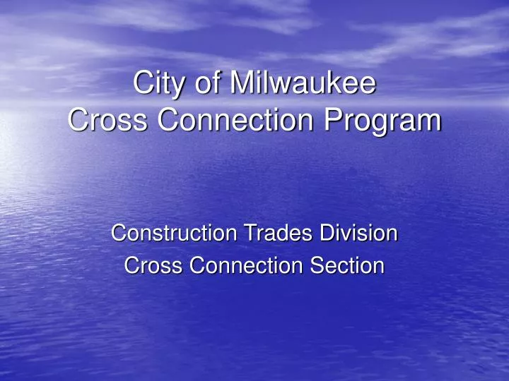 city of milwaukee cross connection program