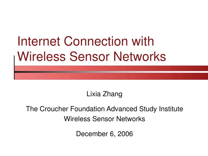 internet connection with wireless sensor networks