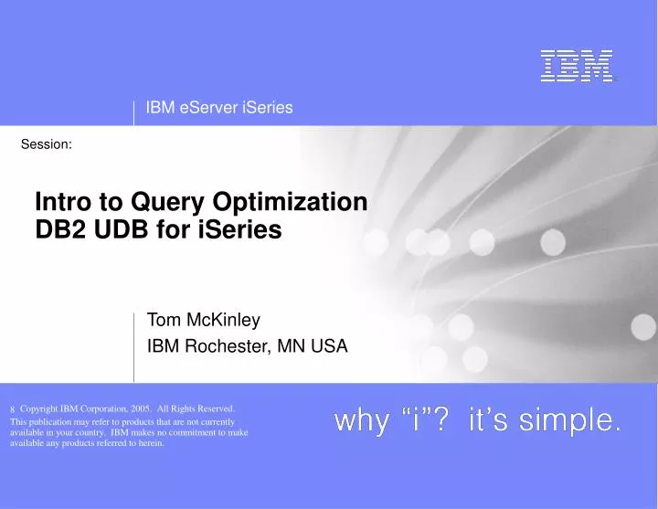 intro to query optimization db2 udb for iseries