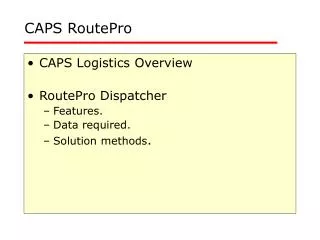 CAPS RoutePro