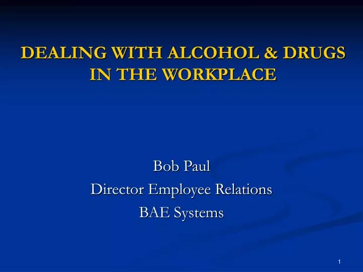 dealing with alcohol drugs in the workplace