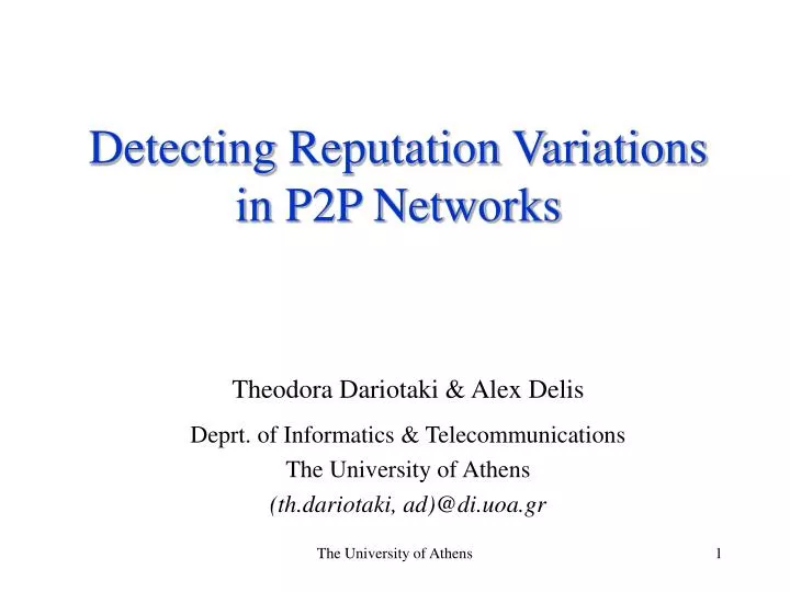 detecting reputation variations in p2p networks