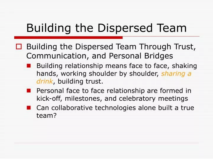 building the dispersed team