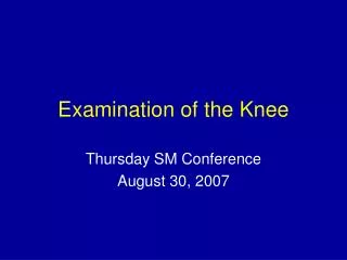 Examination of the Knee