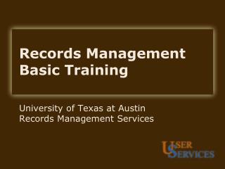 Records Management Basic Training