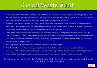 Clinical Waste Audit