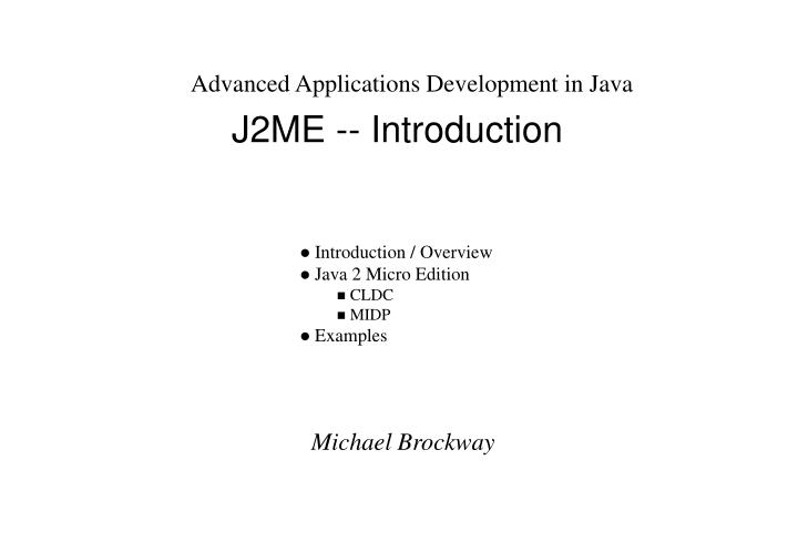 j2me introduction