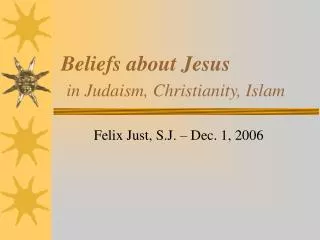Beliefs about Jesus in Judaism, Christianity, Islam