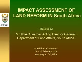 IMPACT ASSESSMENT OF LAND REFORM IN South Africa