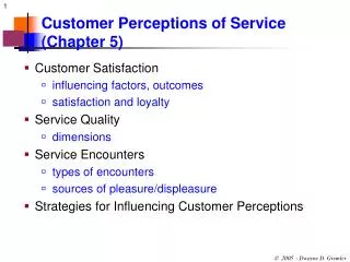 Customer Perceptions of Service (Chapter 5)