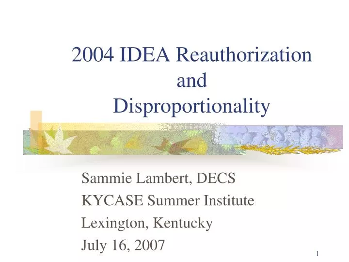2004 idea reauthorization and disproportionality
