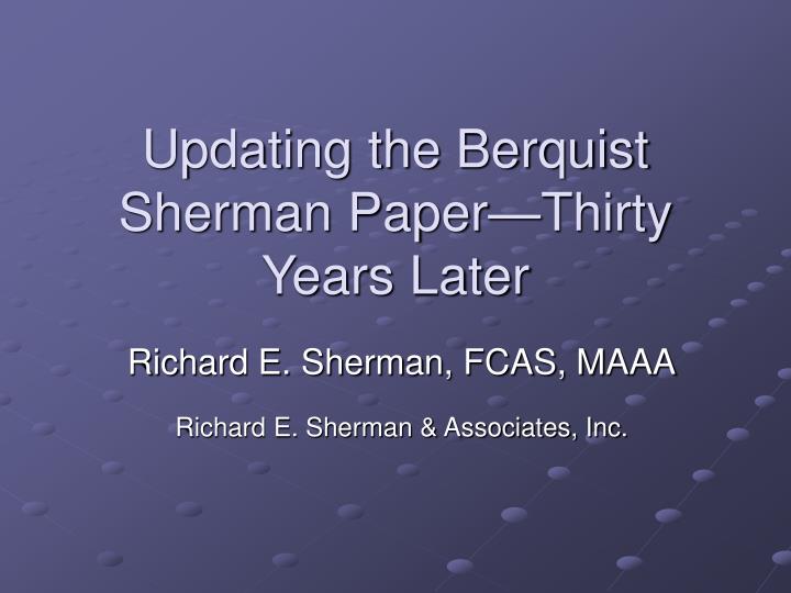 updating the berquist sherman paper thirty years later
