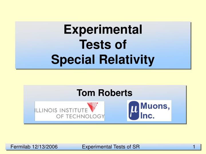 experimental tests of special relativity