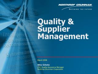 Quality &amp; Supplier Management