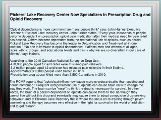 Pickerel Lake Recovery Center Now Specializes in Prescriptio