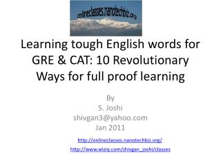 Learning tough English words for GRE &amp; CAT: 10 Revolutionary Ways for full proof learning