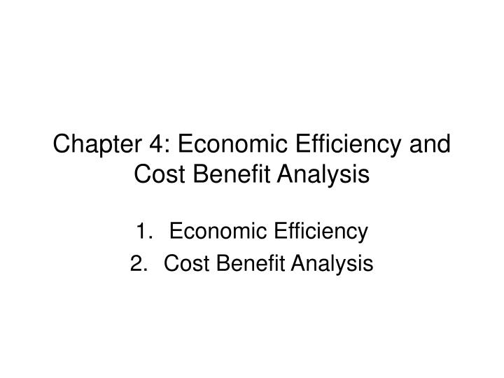 chapter 4 economic efficiency and cost benefit analysis