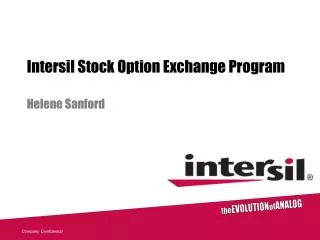 Intersil Stock Option Exchange Program
