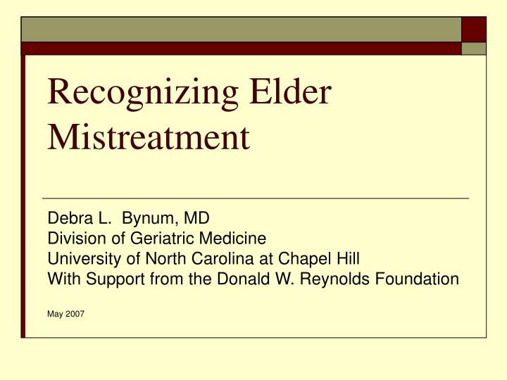 recognizing elder mistreatment