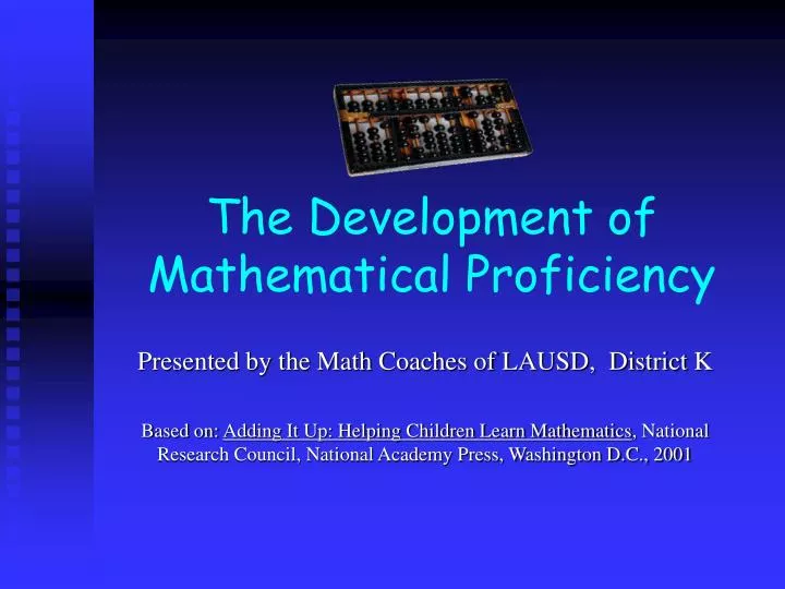 the development of mathematical proficiency