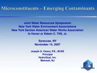 Microconstituents – Emerging Contaminants