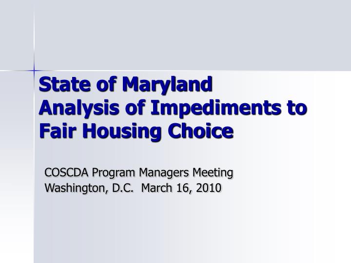 state of maryland analysis of impediments to fair housing choice