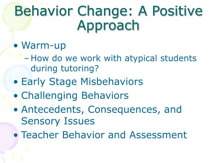 behavior change a positive approach