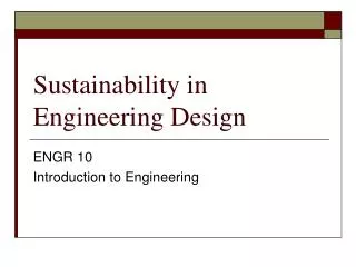 Sustainability in Engineering Design