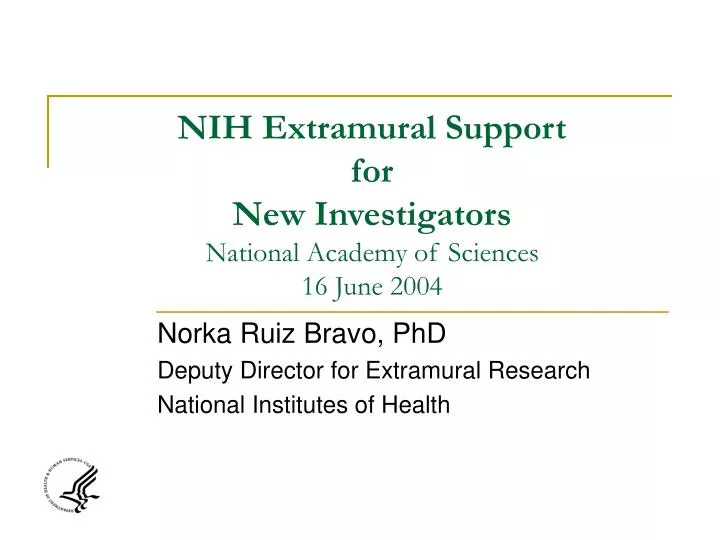 nih extramural support for new investigators national academy of sciences 16 june 2004