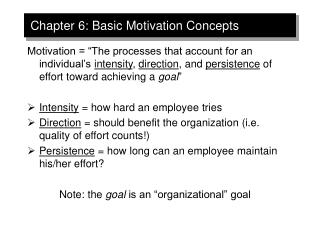 Chapter 6: Basic Motivation Concepts