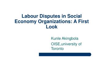 Labour Disputes in Social Economy Organizations: A First Look