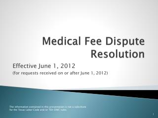 Medical Fee Dispute Resolution