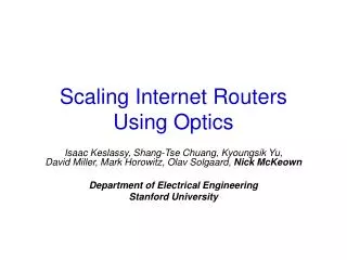 Scaling Internet Routers Using Optics
