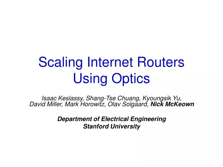 scaling internet routers using optics