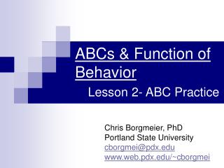 ABCs &amp; Function of Behavior Lesson 2- ABC Practice