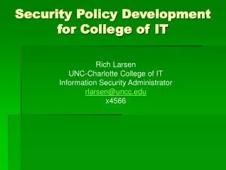 Security Policy Development for College of IT
