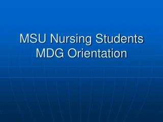 MSU Nursing Students MDG Orientation