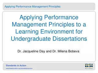 Applying Performance Management Principles to a Learning Environment for Undergraduate Dissertations