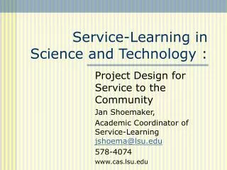Service-Learning in Science and Technology :