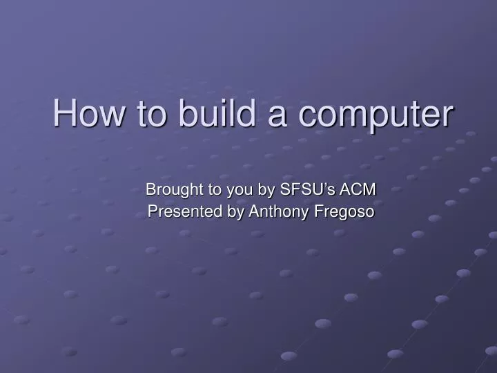 how to build a computer
